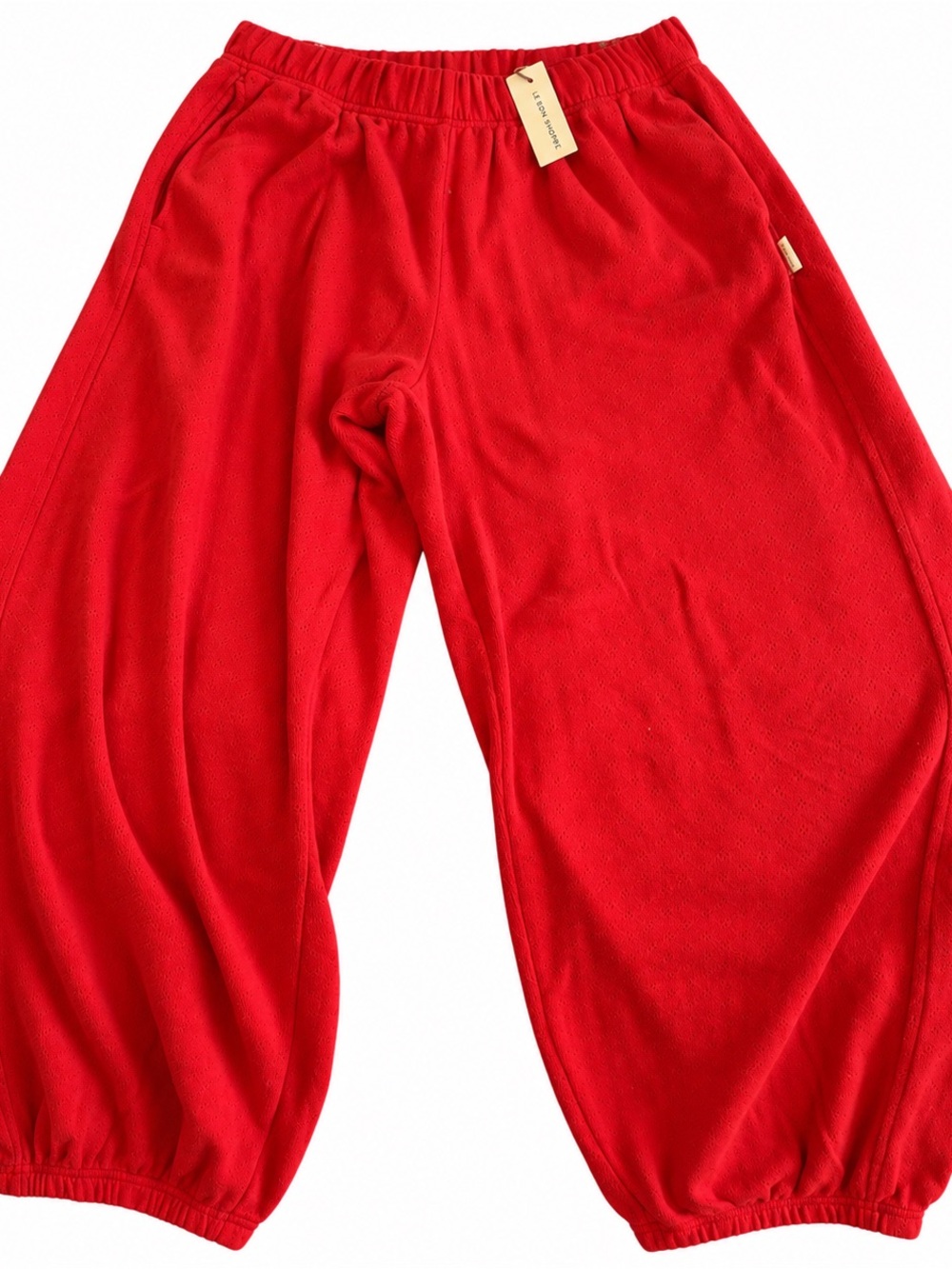 Le Bon Shoppe Pointelle Balloon Pants Red Apple Size S NWT